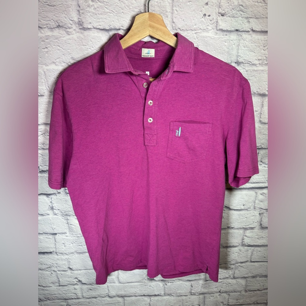 johnnie-O‎ Pink maroon Polo Shirt Classic Design Short Sleeves - size small